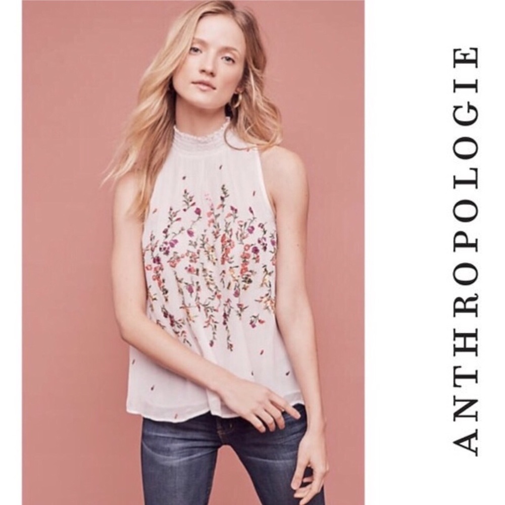 NWOT ANTHRO Floreat Sotra Floral Mock Neck Top